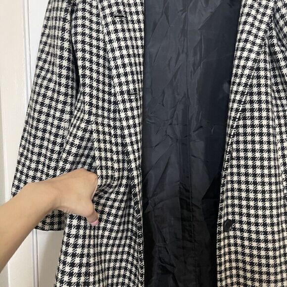 O.Z.O.C. japan wool houndstooth hooded peacoat knee length size 38 - Picture 5 of 7